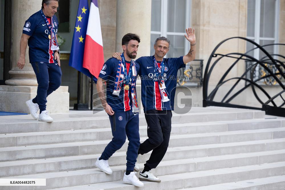 Ceremony at the Elysee for 2025 PSG UEFA Victory - Paris