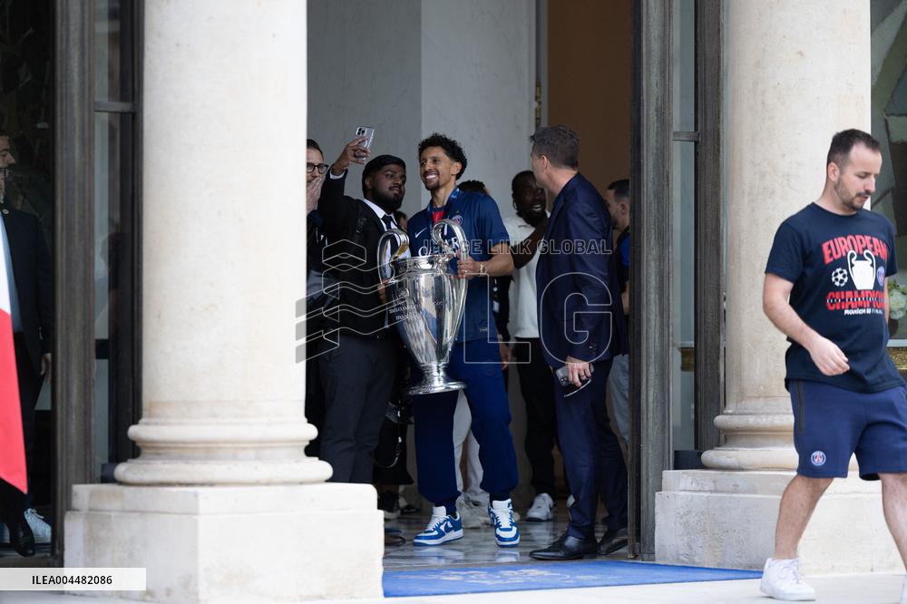 Ceremony at the Elysee for 2025 PSG UEFA Victory - Paris