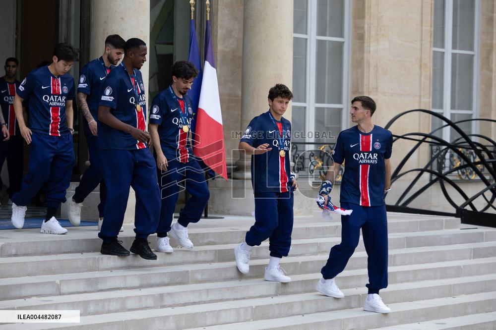 Ceremony at the Elysee for 2025 PSG UEFA Victory - Paris