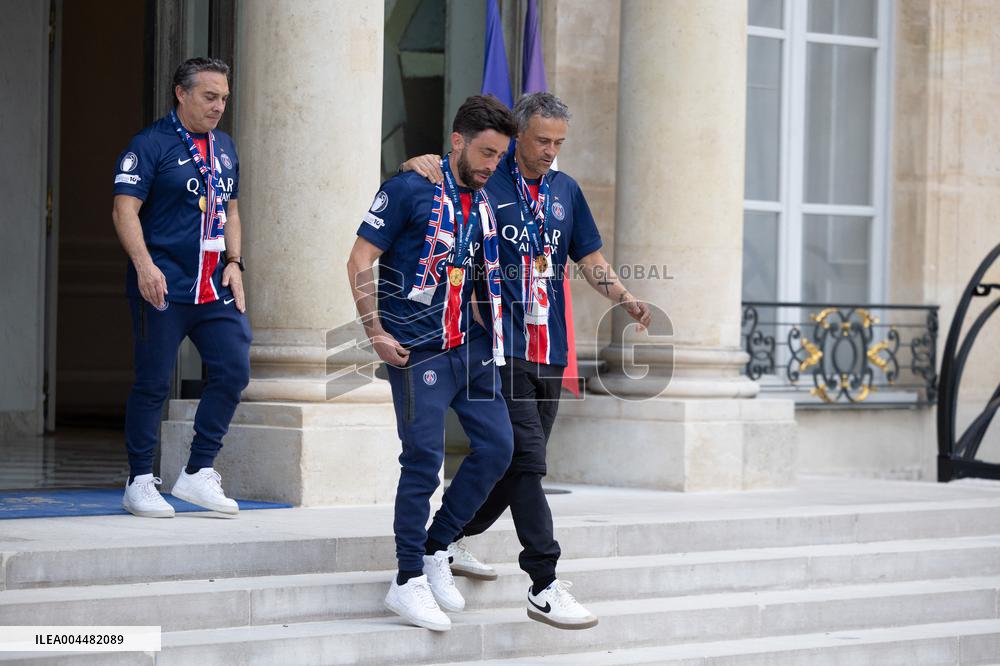 Ceremony at the Elysee for 2025 PSG UEFA Victory - Paris