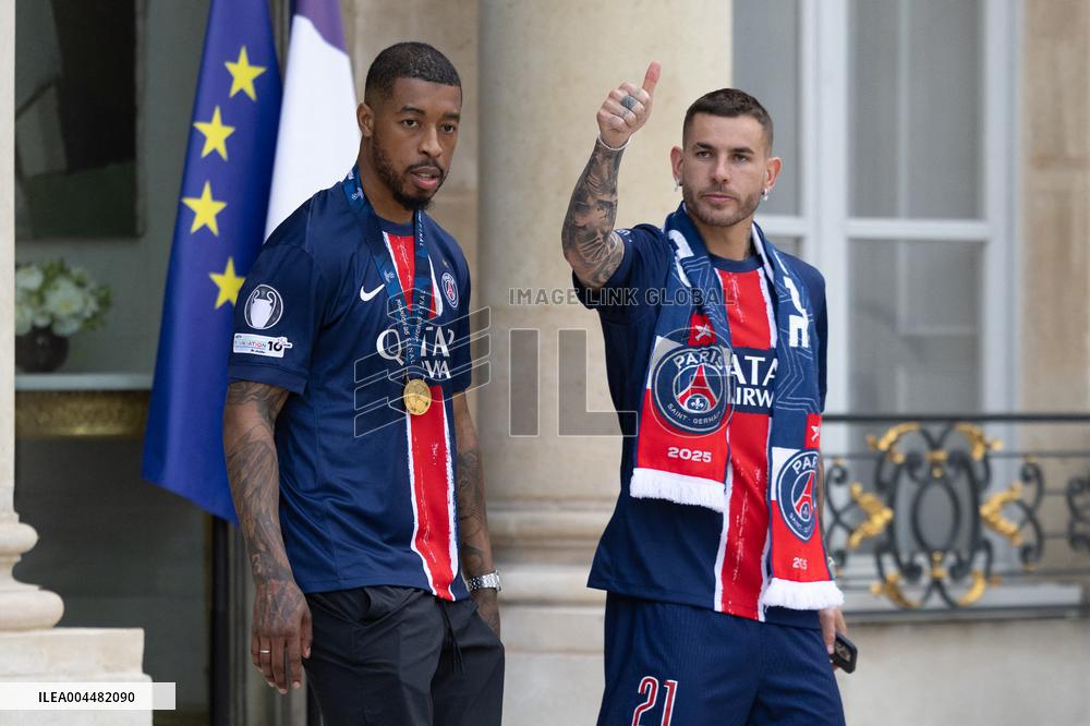 Ceremony at the Elysee for 2025 PSG UEFA Victory - Paris
