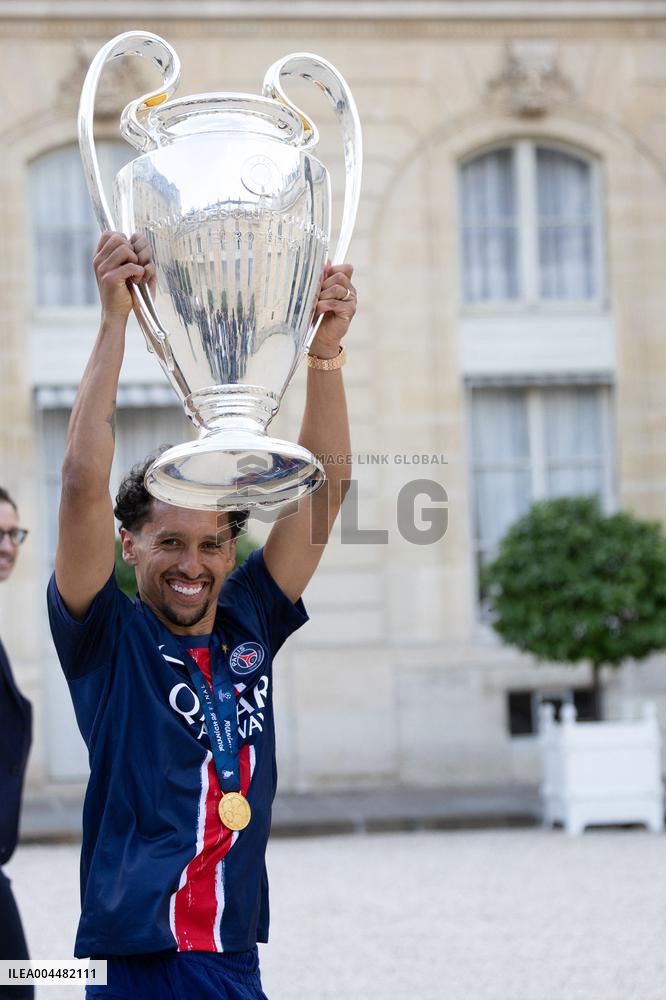 Ceremony at the Elysee for 2025 PSG UEFA Victory - Paris