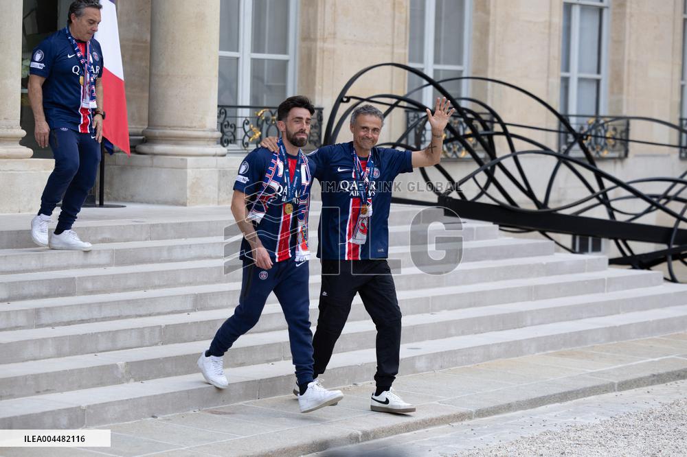 Ceremony at the Elysee for 2025 PSG UEFA Victory - Paris