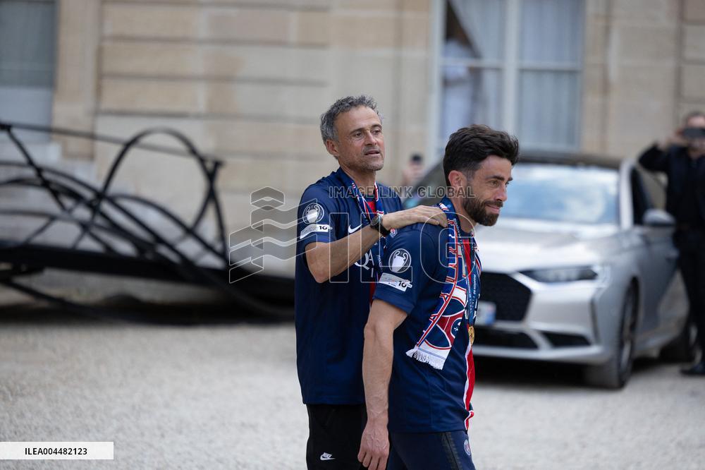 Ceremony at the Elysee for 2025 PSG UEFA Victory - Paris