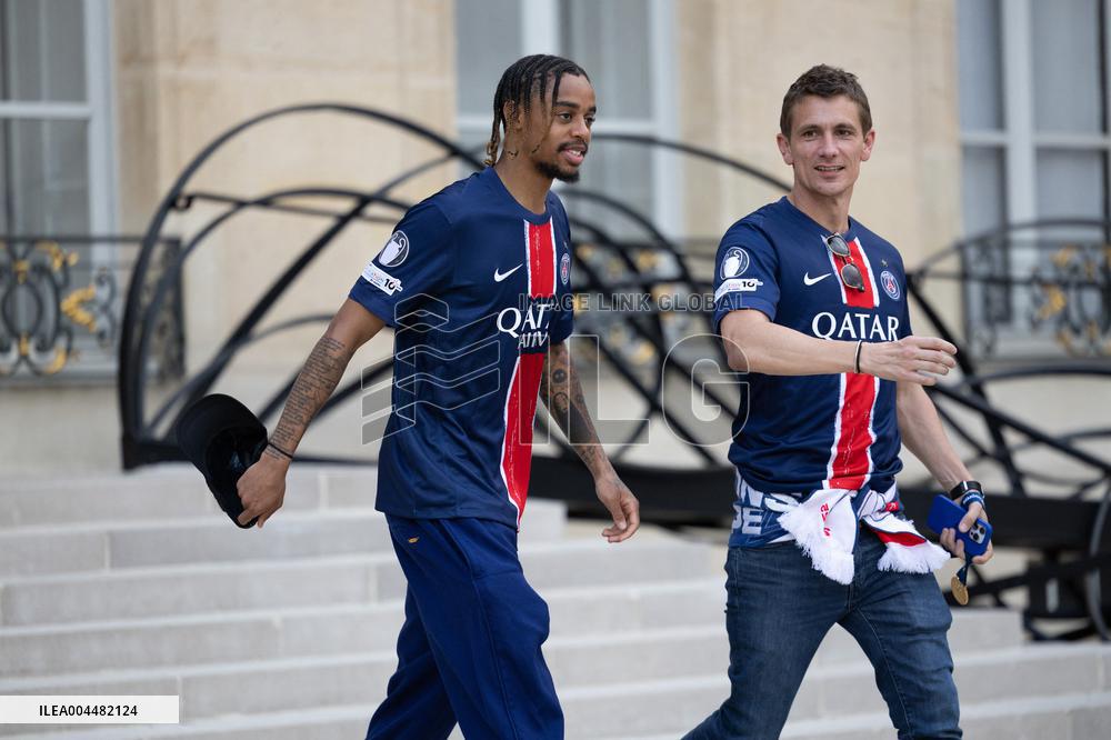 Ceremony at the Elysee for 2025 PSG UEFA Victory - Paris