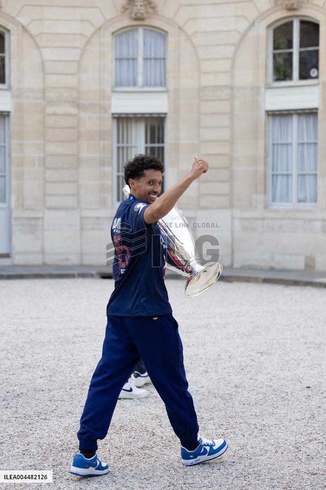 Ceremony at the Elysee for 2025 PSG UEFA Victory - Paris