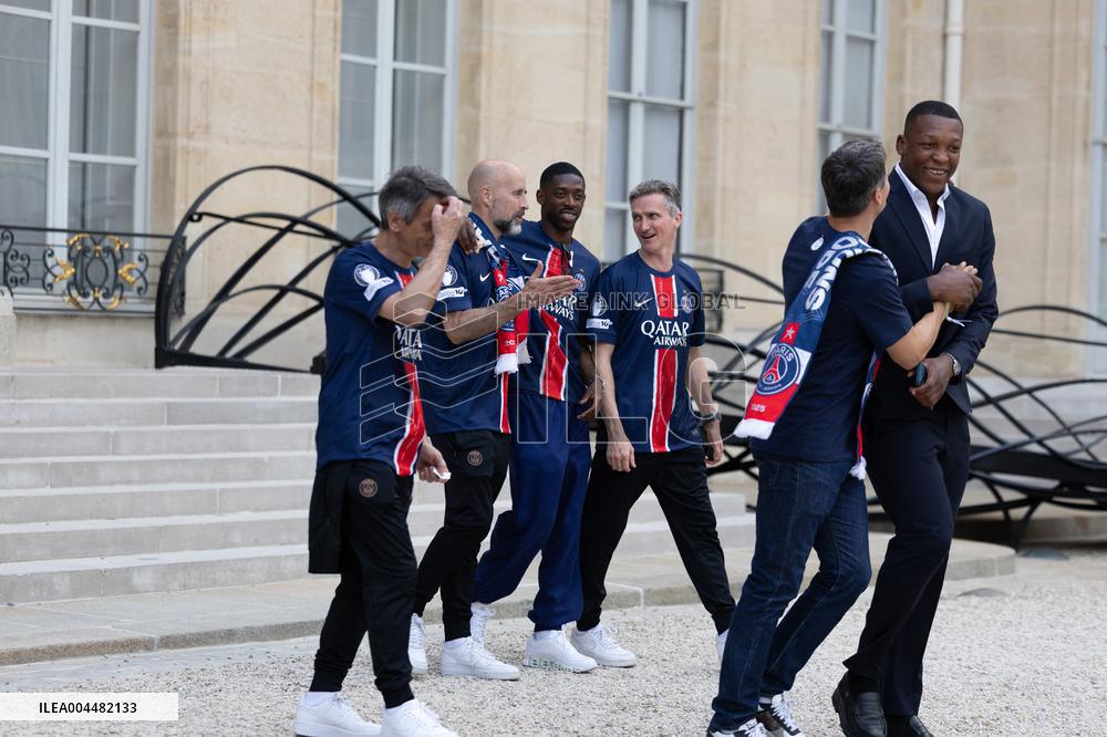 Ceremony at the Elysee for 2025 PSG UEFA Victory - Paris