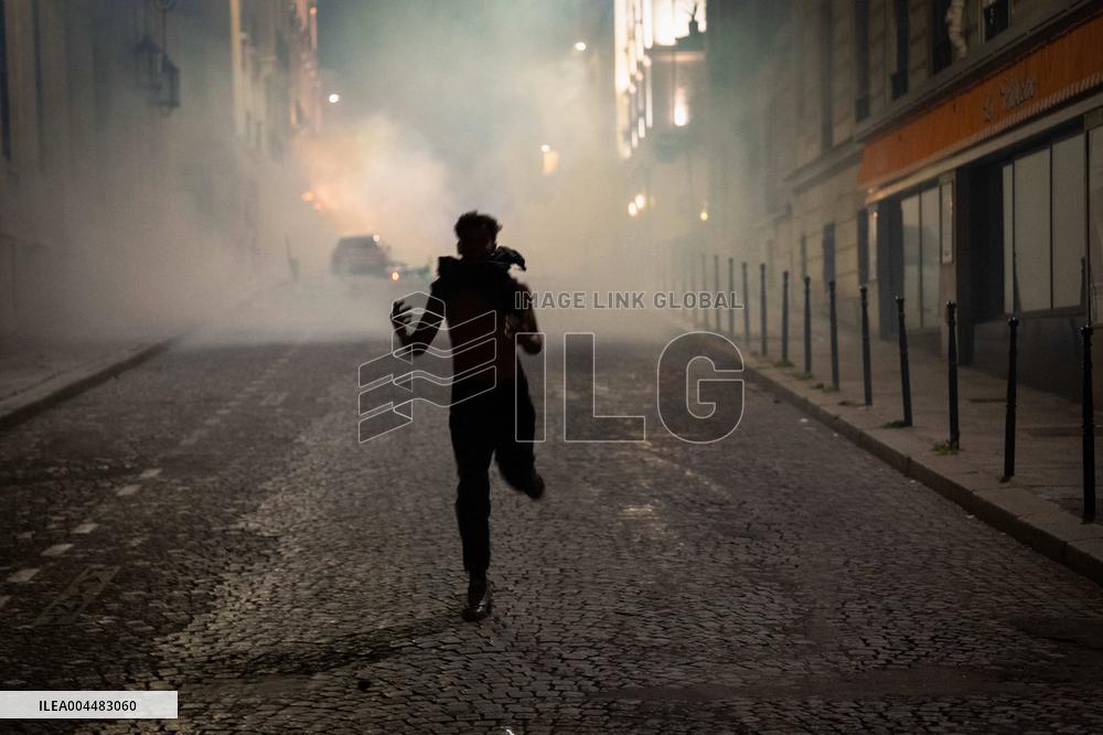 PSG Supporters Celebrate on The Champs Elysees - Paris