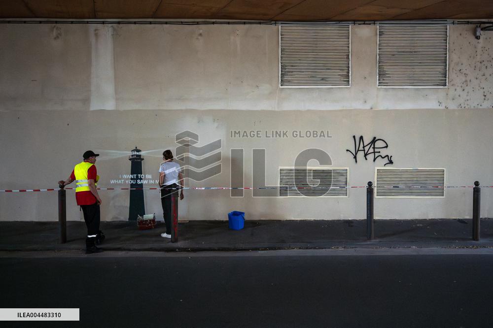 Banksy's Work Protected After Being Vandalised - Marseille