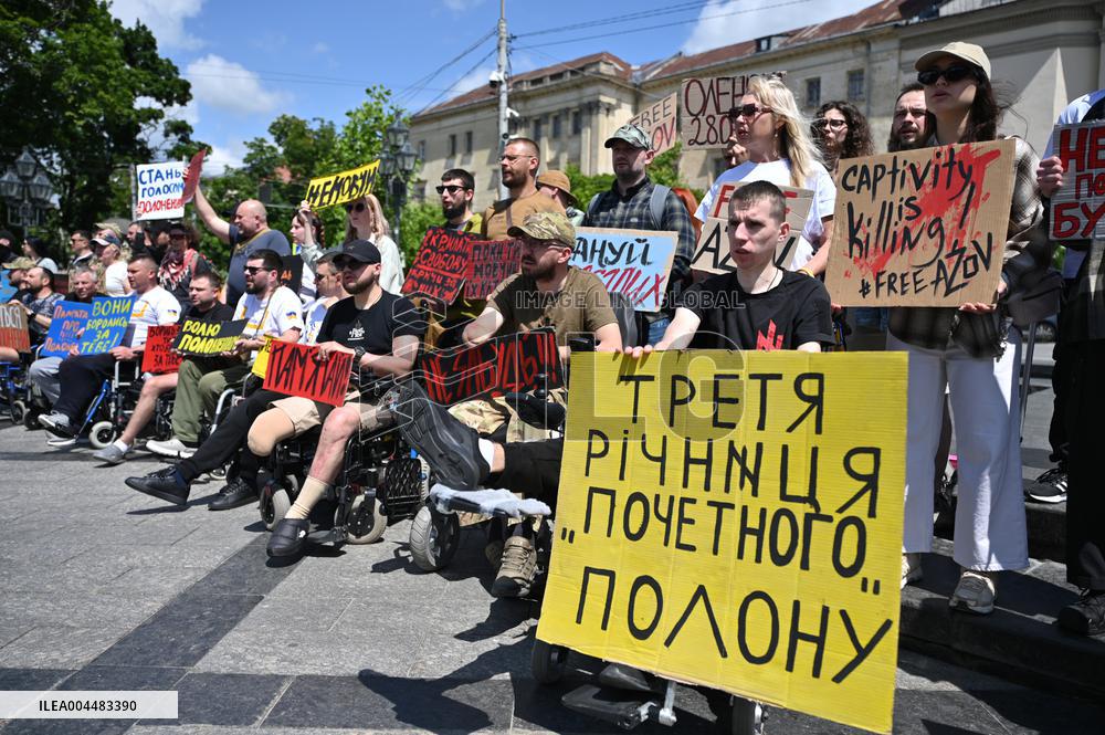 Rally in support of Ukrainian POWs in Lviv