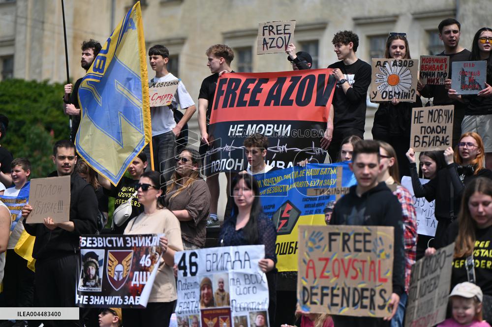 Rally in support of Ukrainian POWs in Lviv