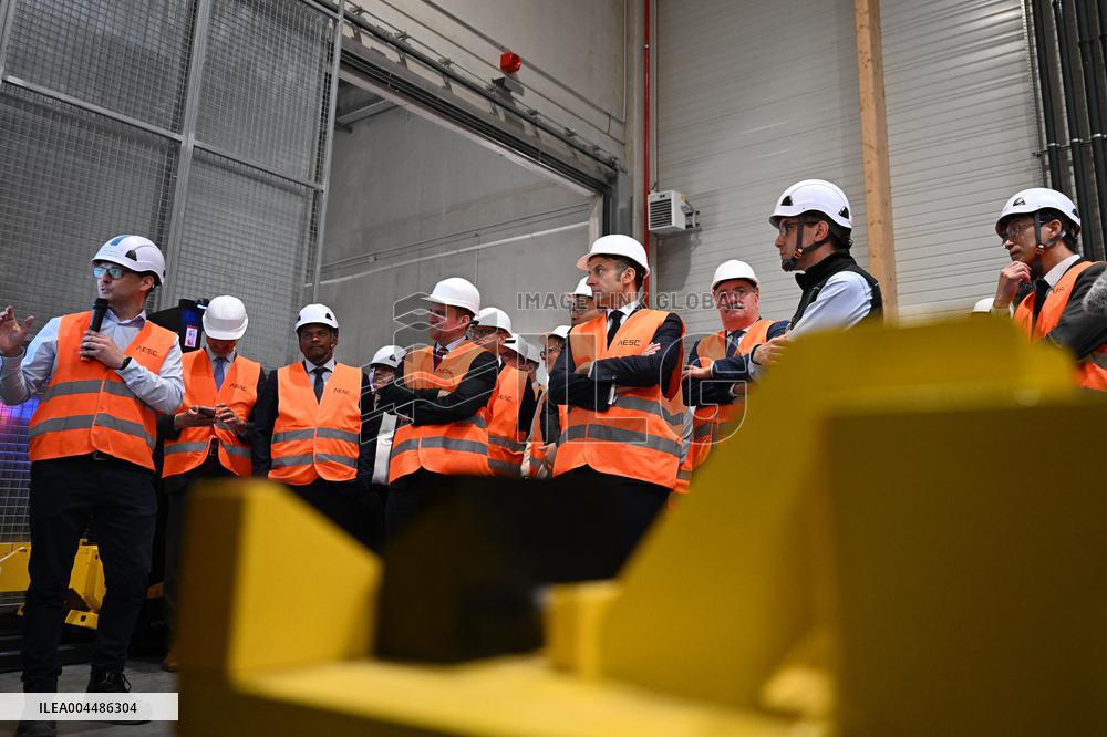 Emmanuel Macron visits the Envision AESC - Douai