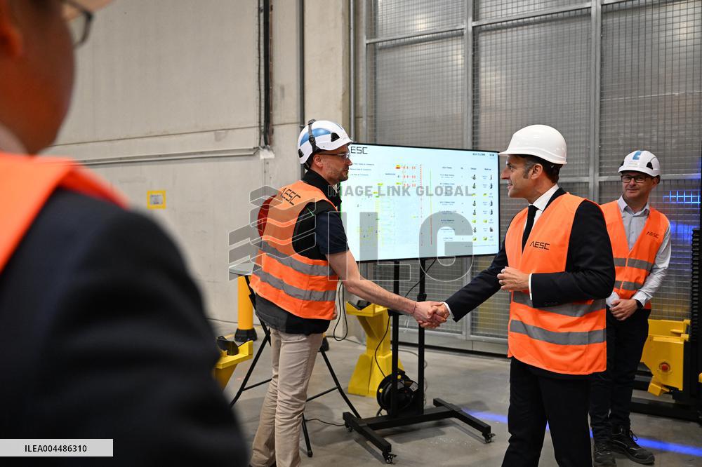 Emmanuel Macron visits the Envision AESC - Douai