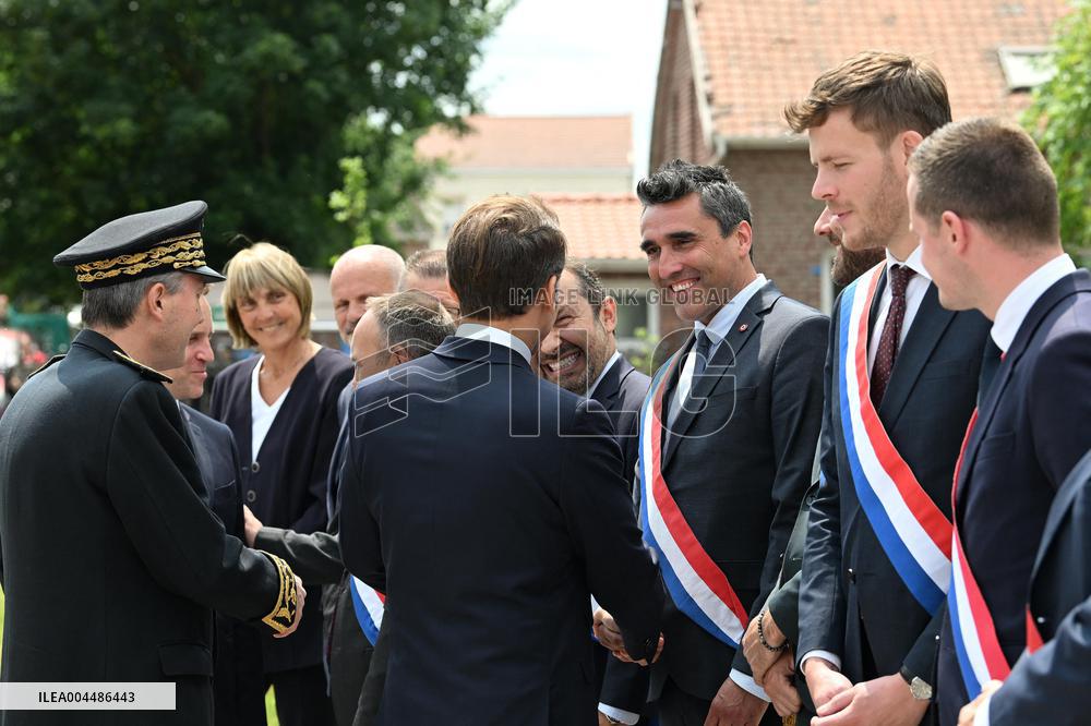 Emmanuel Macron Inaugurates Maison France Services - Wallers