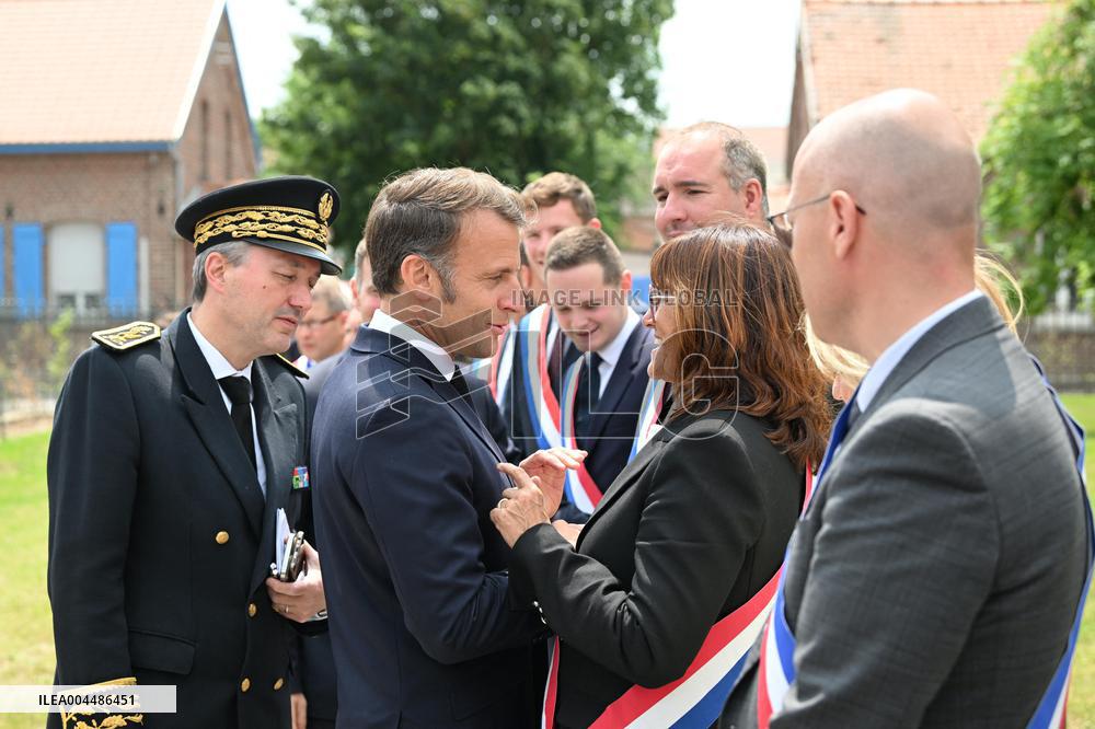 Emmanuel Macron Inaugurates Maison France Services - Wallers
