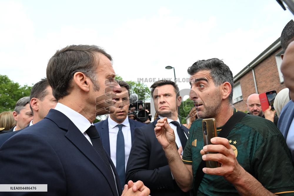 Emmanuel Macron Inaugurates Maison France Services - Wallers