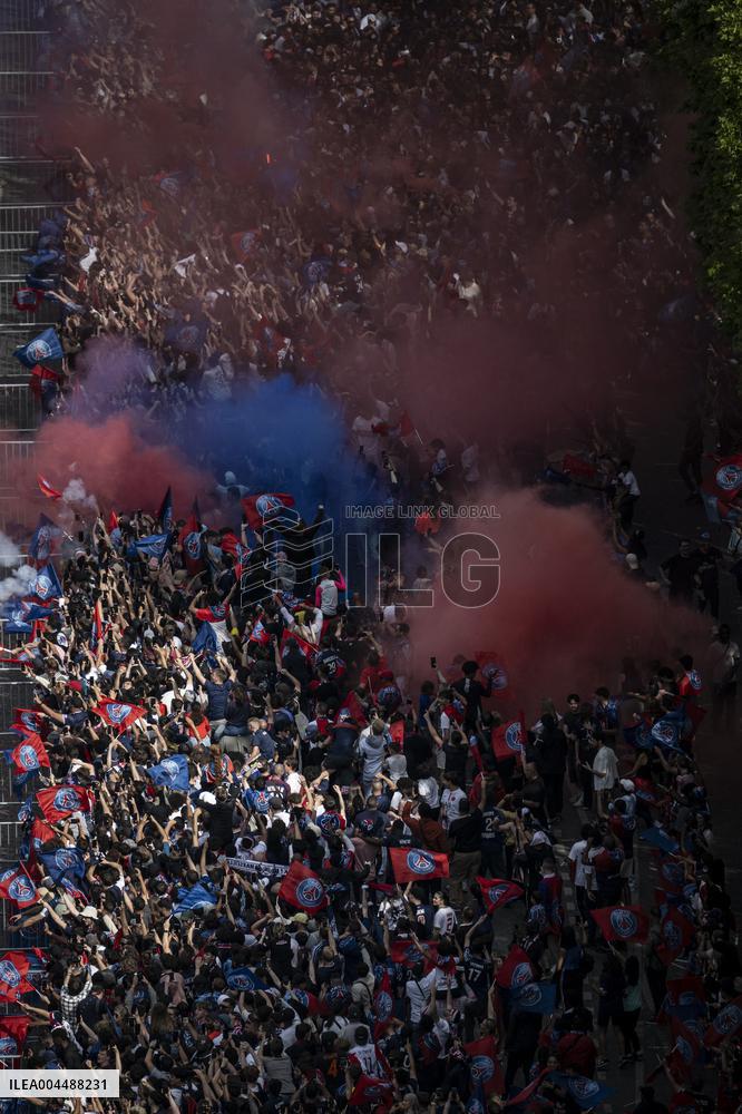 PSG parade on the Champs-Elysees avenue - Paris