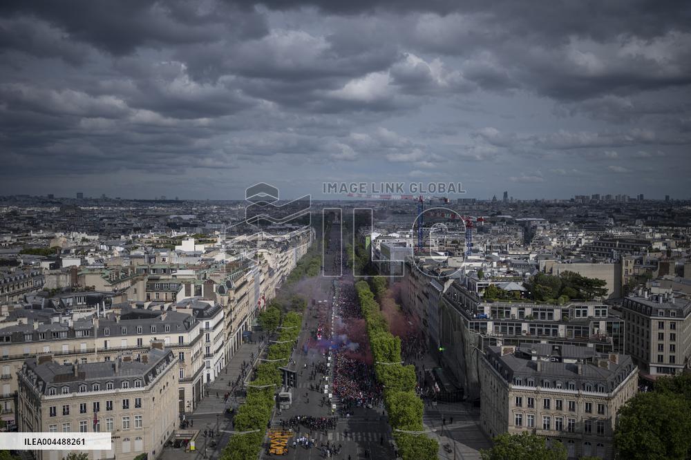 PSG parade on the Champs-Elysees avenue - Paris