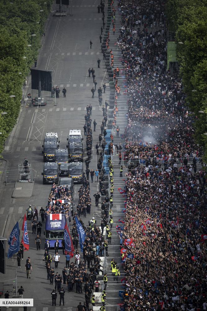 PSG parade on the Champs-Elysees avenue - Paris