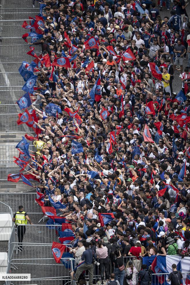 PSG parade on the Champs-Elysees avenue - Paris