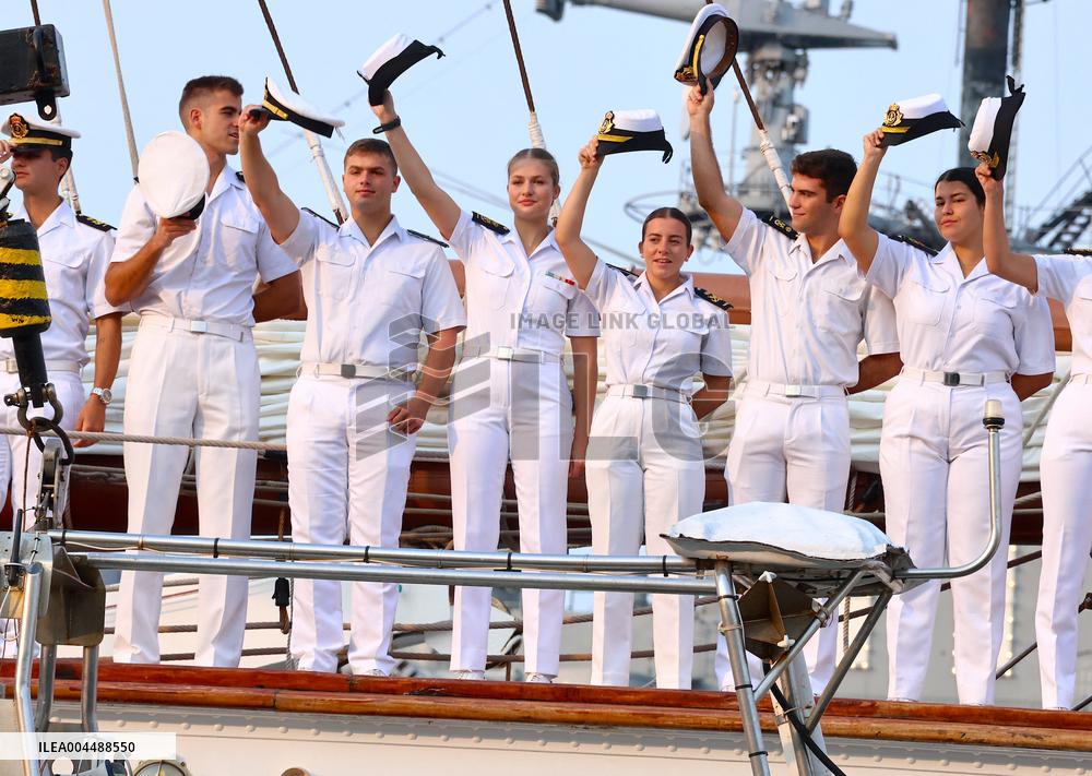 Princess Leonor Arriving On Board Juan Sebastian Elcano - NYC