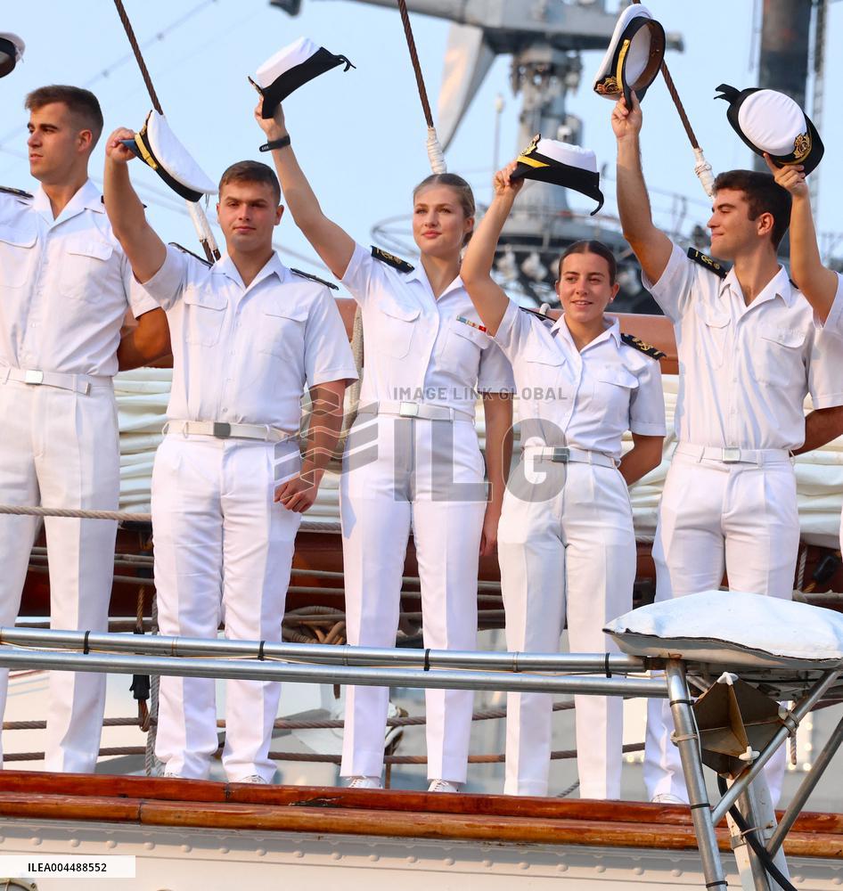 Princess Leonor Arriving On Board Juan Sebastian Elcano - NYC