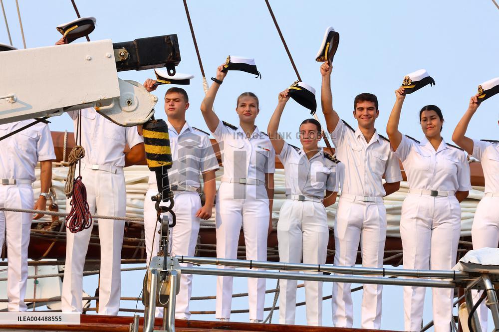 Princess Leonor Arriving On Board Juan Sebastian Elcano - NYC