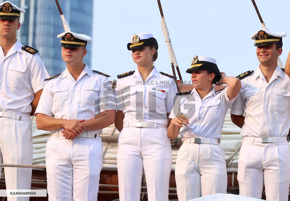 Princess Leonor Arriving On Board Juan Sebastian Elcano - NYC