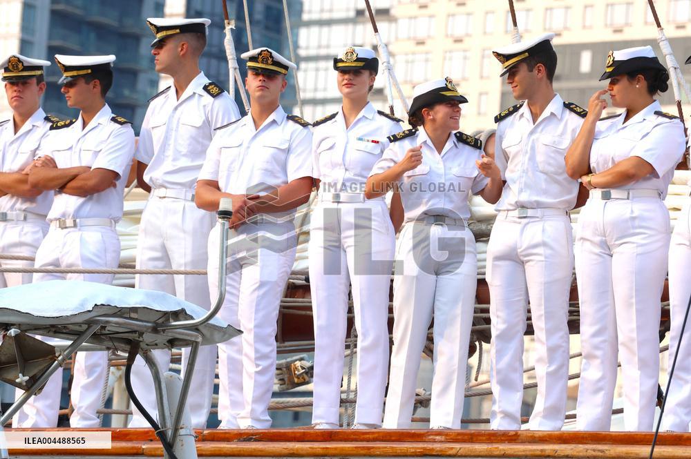 Princess Leonor Arriving On Board Juan Sebastian Elcano - NYC