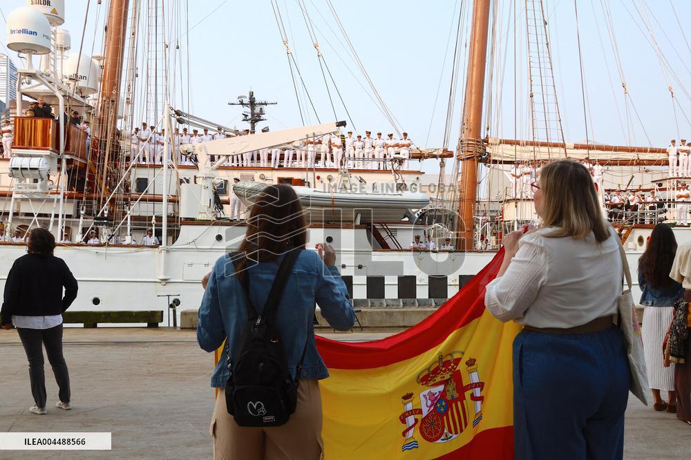 Princess Leonor Arriving On Board Juan Sebastian Elcano - NYC