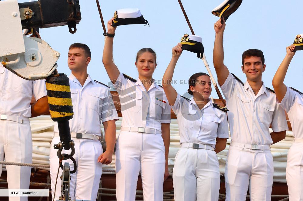 Princess Leonor Arriving On Board Juan Sebastian Elcano - NYC