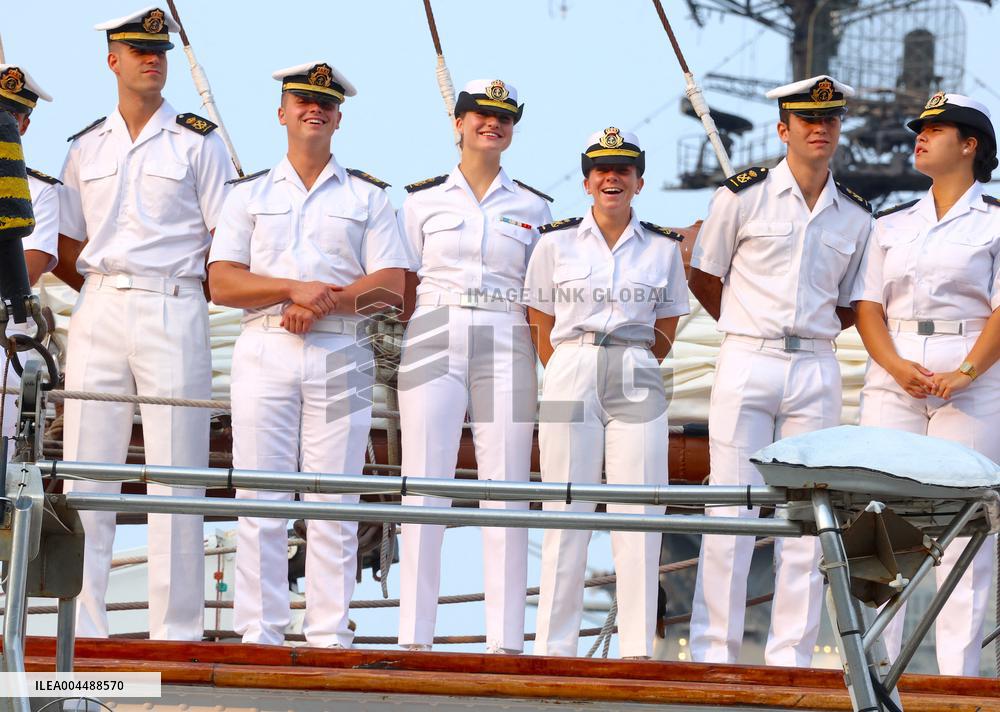 Princess Leonor Arriving On Board Juan Sebastian Elcano - NYC