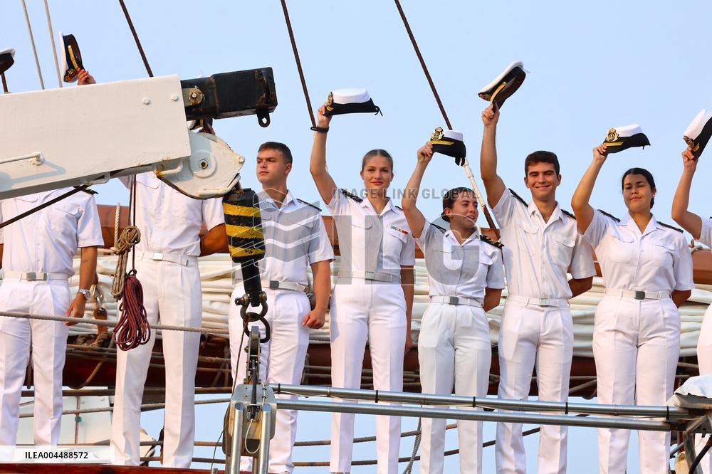 Princess Leonor Arriving On Board Juan Sebastian Elcano - NYC