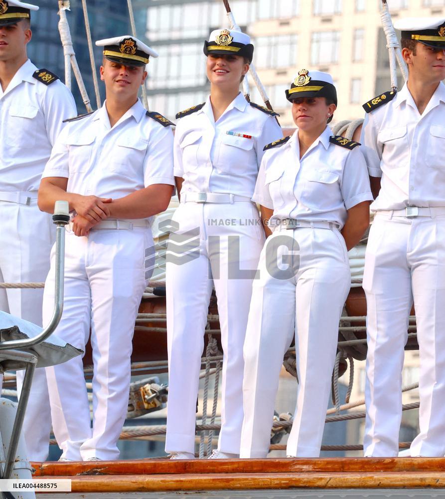 Princess Leonor Arriving On Board Juan Sebastian Elcano - NYC
