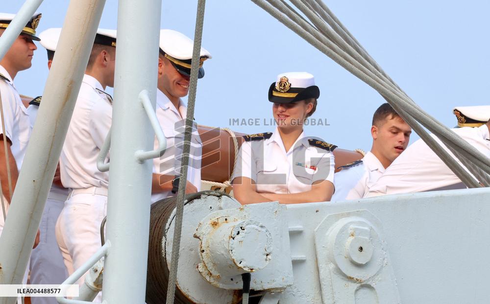 Princess Leonor Arriving On Board Juan Sebastian Elcano - NYC