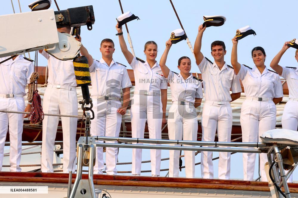 Princess Leonor Arriving On Board Juan Sebastian Elcano - NYC