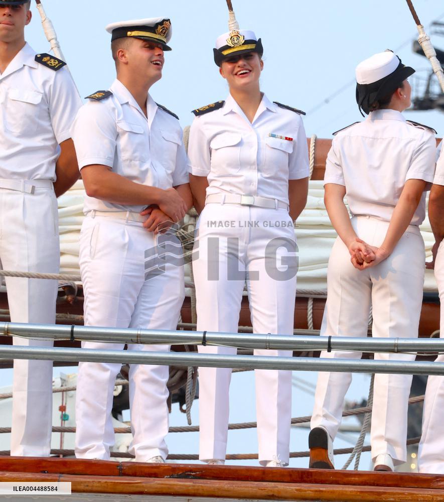 Princess Leonor Arriving On Board Juan Sebastian Elcano - NYC