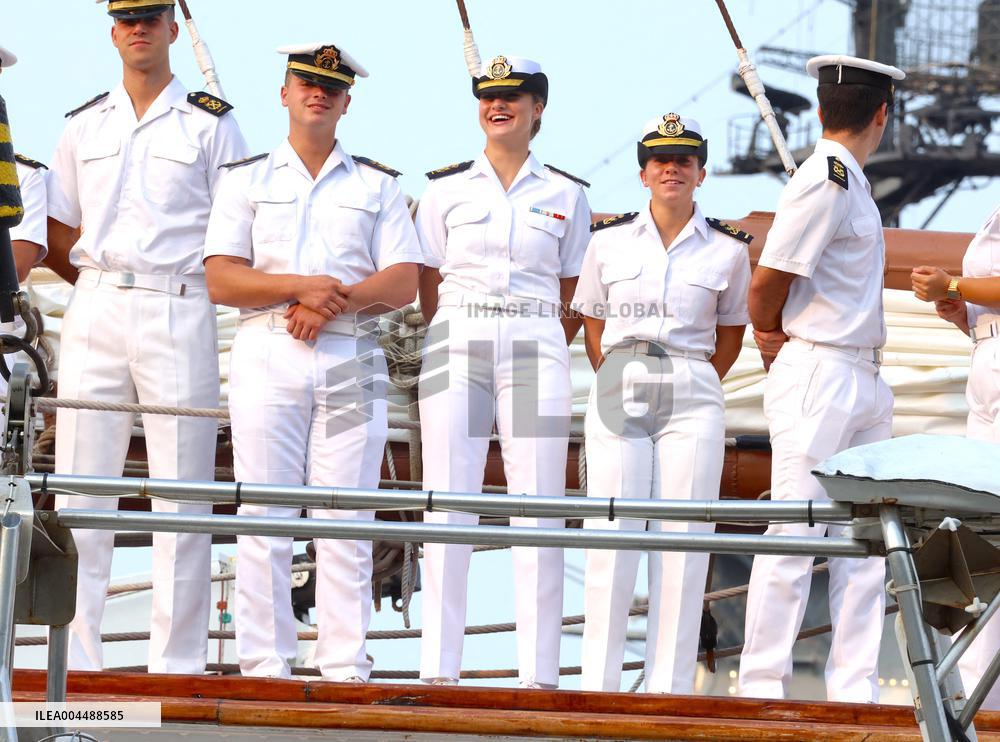 Princess Leonor Arriving On Board Juan Sebastian Elcano - NYC