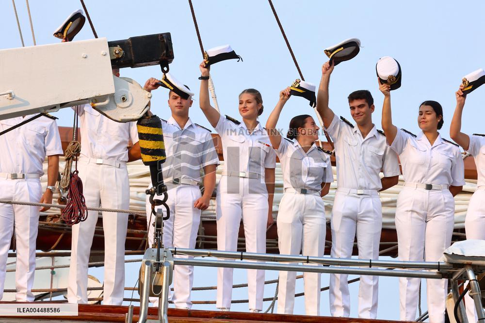 Princess Leonor Arriving On Board Juan Sebastian Elcano - NYC