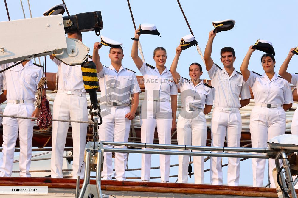 Princess Leonor Arriving On Board Juan Sebastian Elcano - NYC