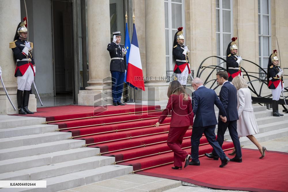 Emmanuel and Brigitte Macron Welcomes Lula and Rosangela at Elysee Palace