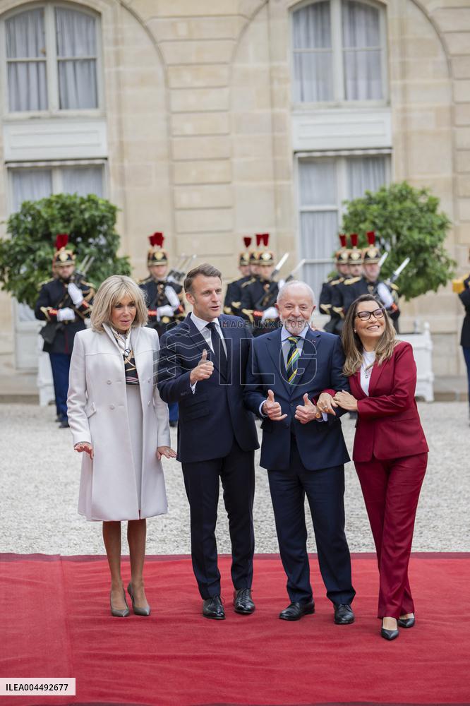 Emmanuel and Brigitte Macron Welcomes Lula and Rosangela at Elysee Palace