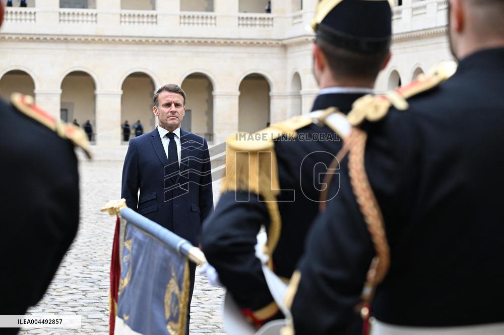 Brazil's President Official Welcoming Ceremony at The Hotel Des Invalides in Paris