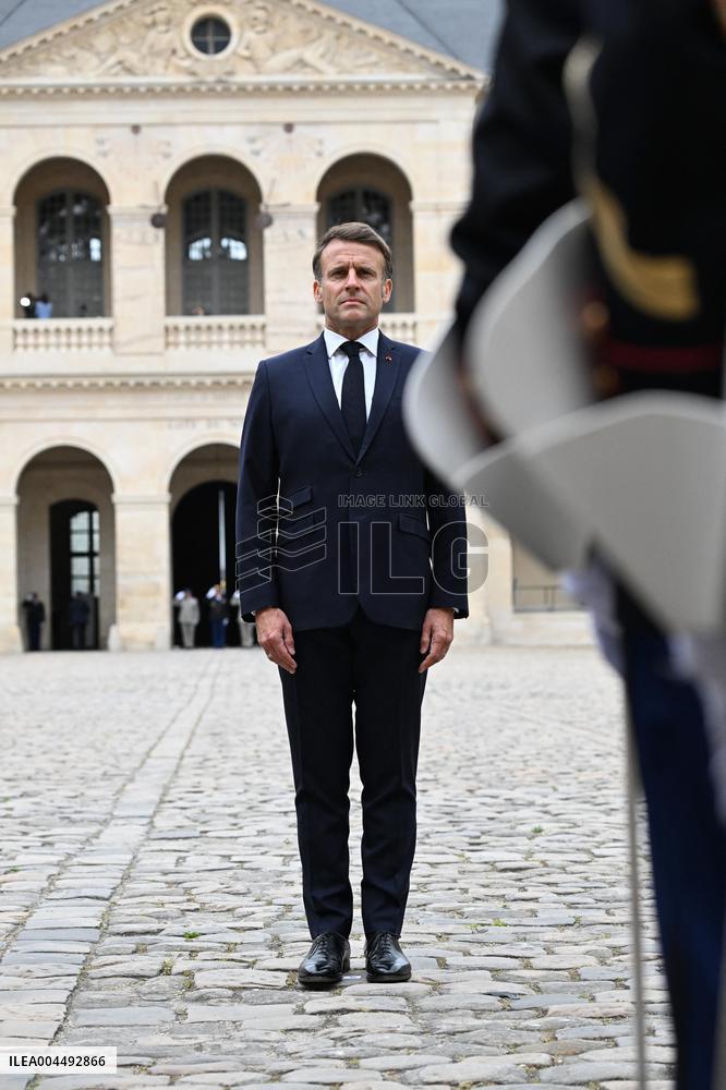 Brazil's President Official Welcoming Ceremony at The Hotel Des Invalides in Paris