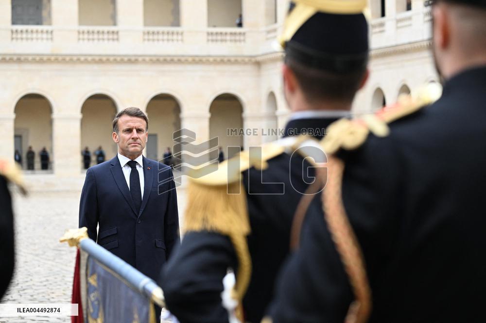 Brazil's President Official Welcoming Ceremony at The Hotel Des Invalides in Paris