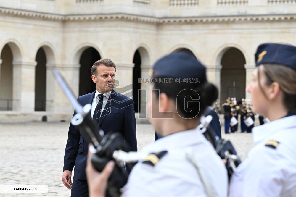 Brazil's President Official Welcoming Ceremony at The Hotel Des Invalides in Paris