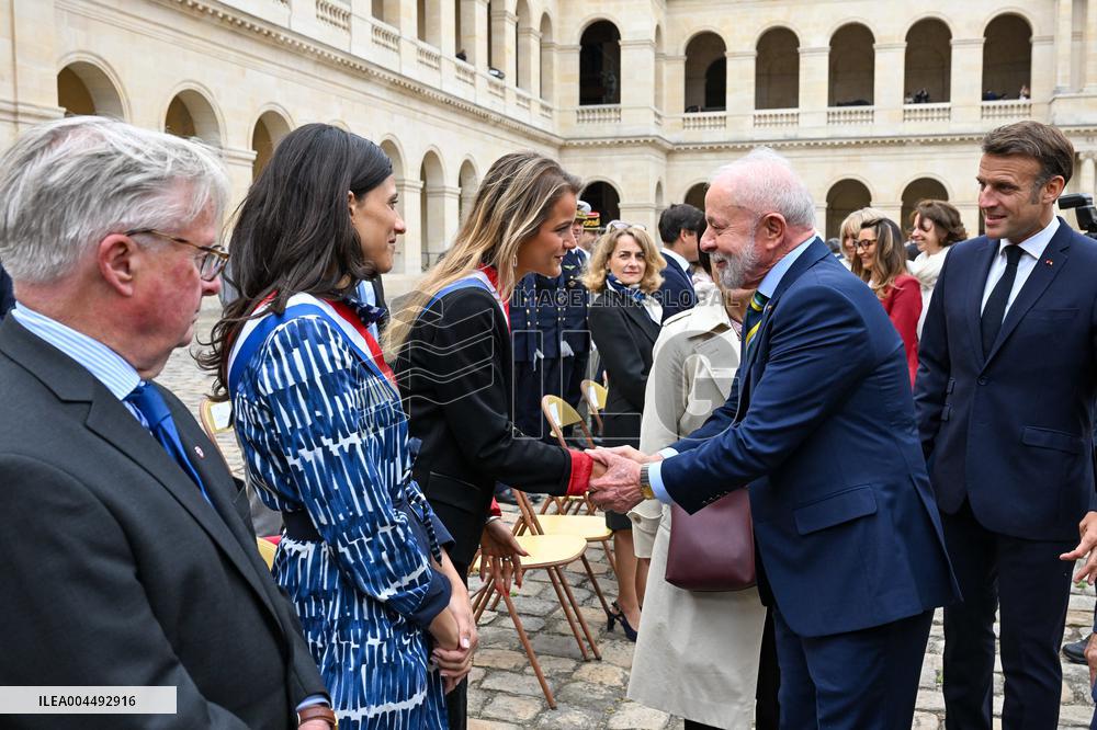 Brazil's President Official Welcoming Ceremony at The Hotel Des Invalides in Paris