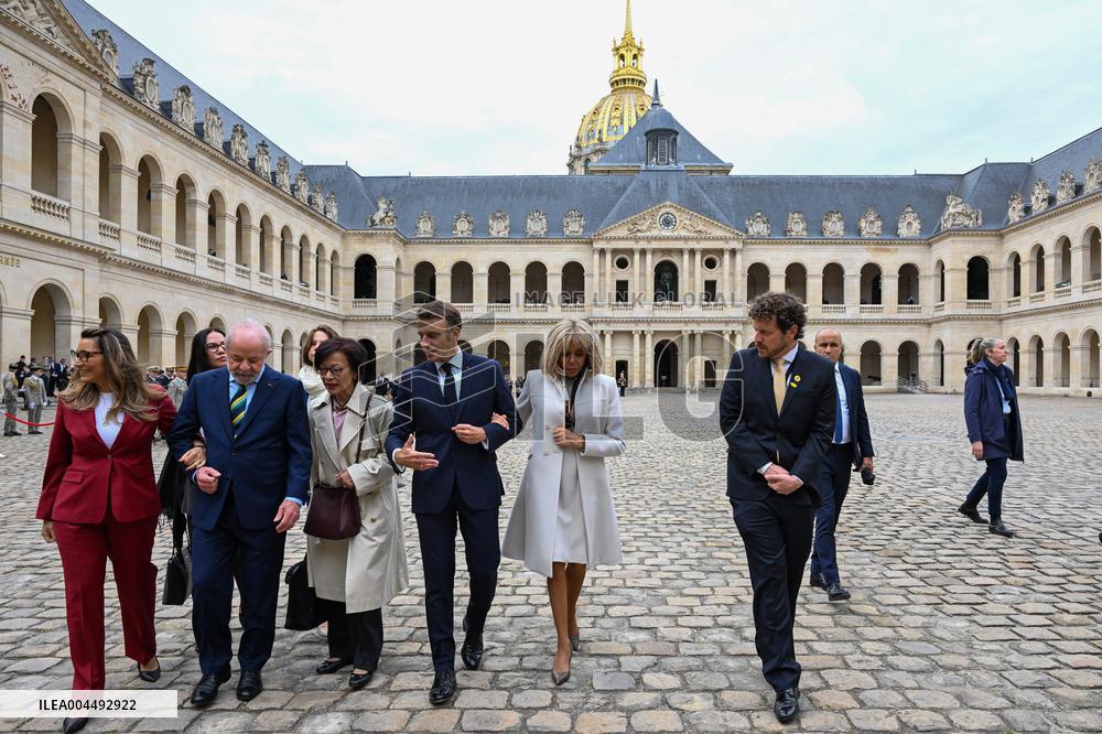 Brazil's President Official Welcoming Ceremony at The Hotel Des Invalides in Paris