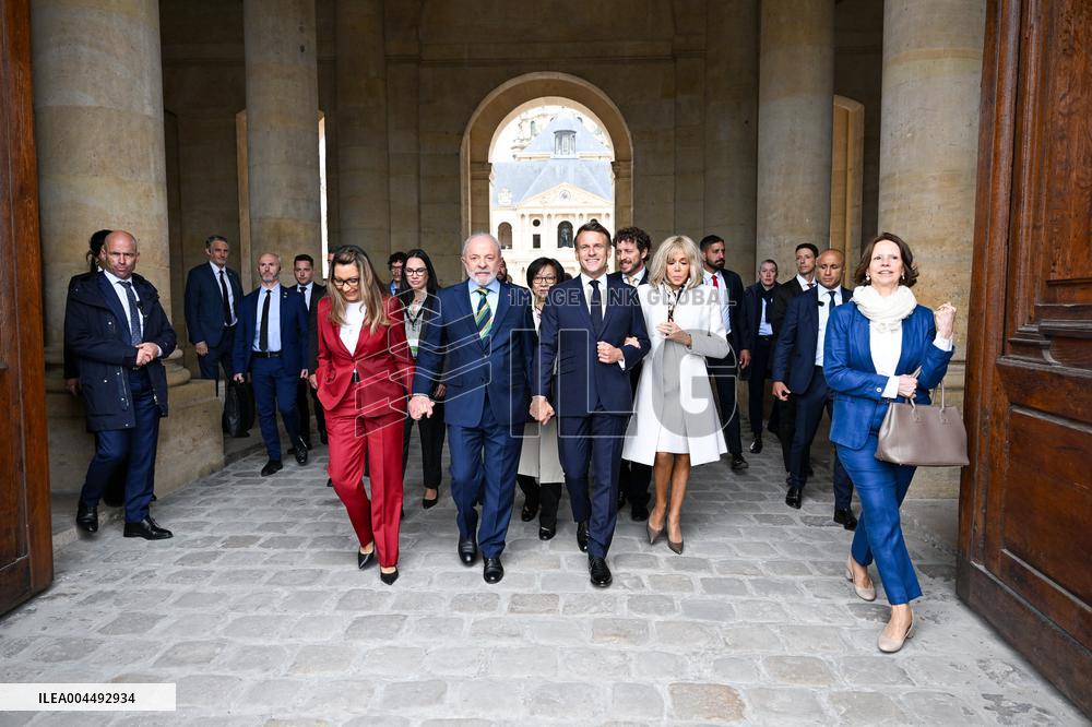 Brazil's President Official Welcoming Ceremony at The Hotel Des Invalides in Paris