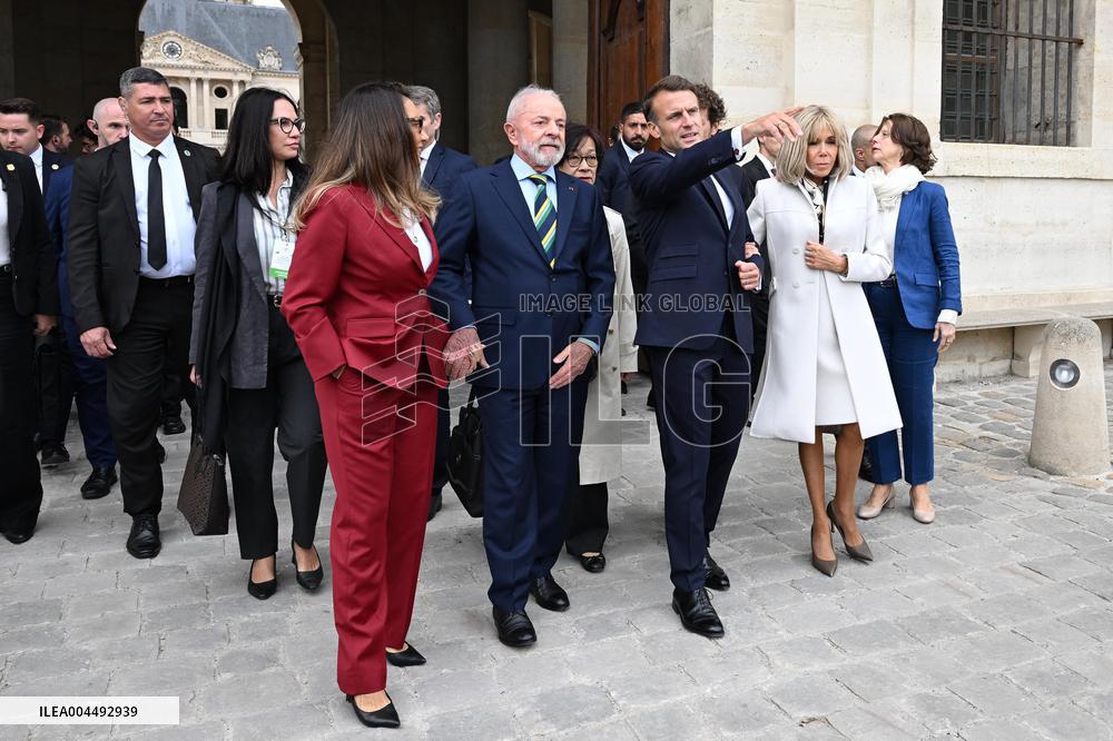 Brazil's President Official Welcoming Ceremony at The Hotel Des Invalides in Paris